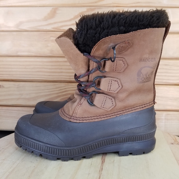 Sorel Badger Womens 7 US WP Winter Snow Duck Boot Made In Canada Leather Lace-up - Picture 1 of 13